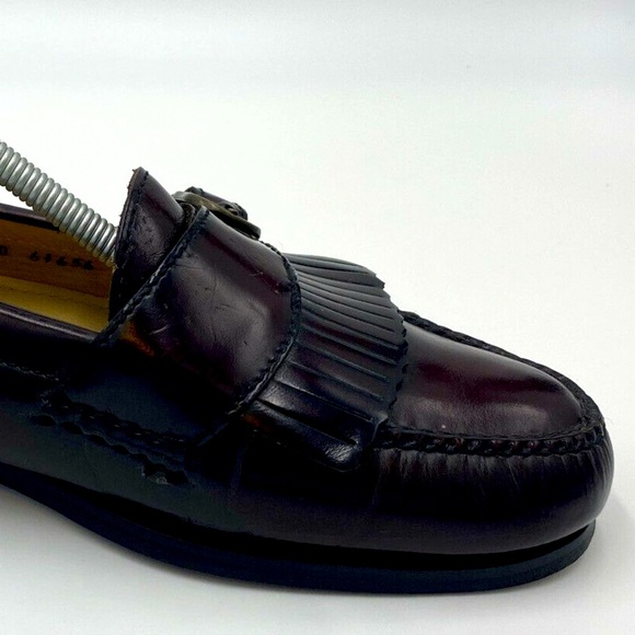 Cole Haan Leather Buckle Strap Slip On Loafers Burgundy 61656 Mens Sz 9.5 D - Picture 11 of 12